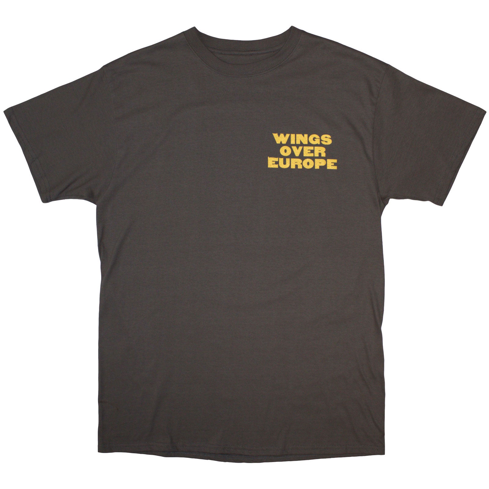 Paul McCartney Unisex T-Shirt: Wings Over Europe (Charcoal Grey) (Back Print)