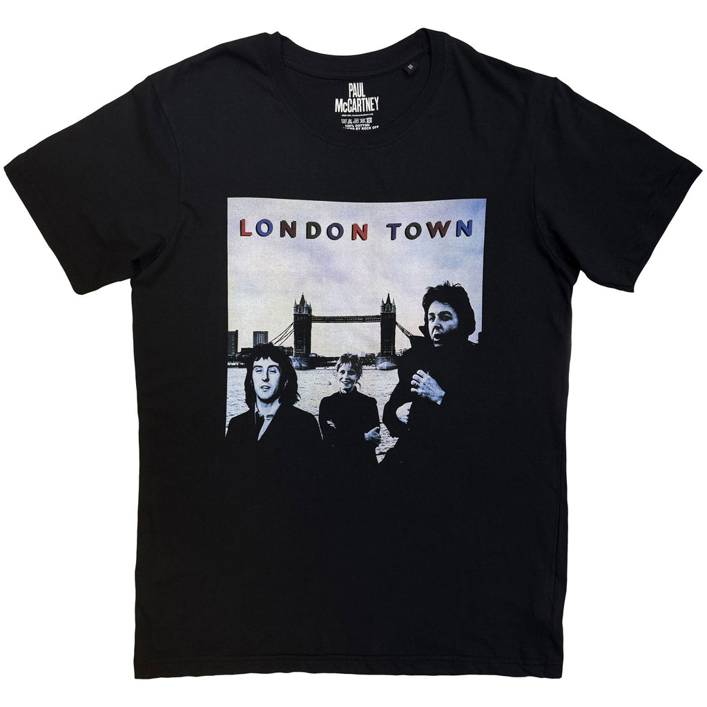 Paul McCartney Unisex T-Shirt : London Town (Black) (Back Print)