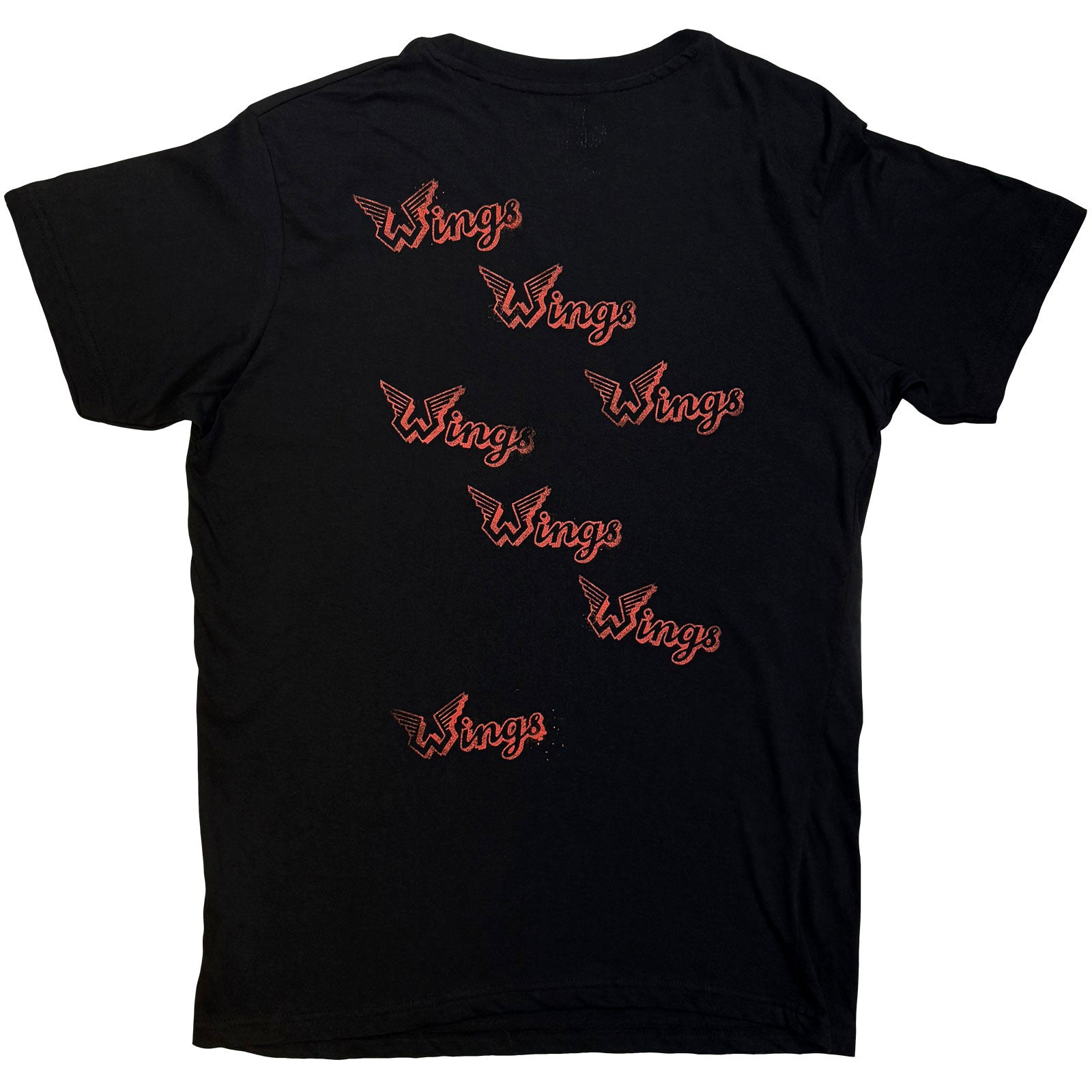 Paul McCartney Unisex T-Shirt : Wings Collage (Black) (Back Print)