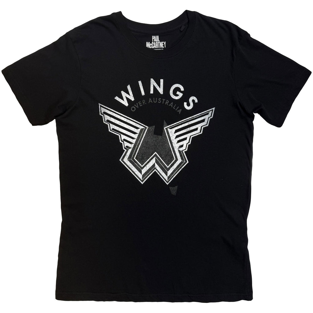Paul McCartney Unisex T-Shirt : Wings Over Australia (Black) (Back Print)