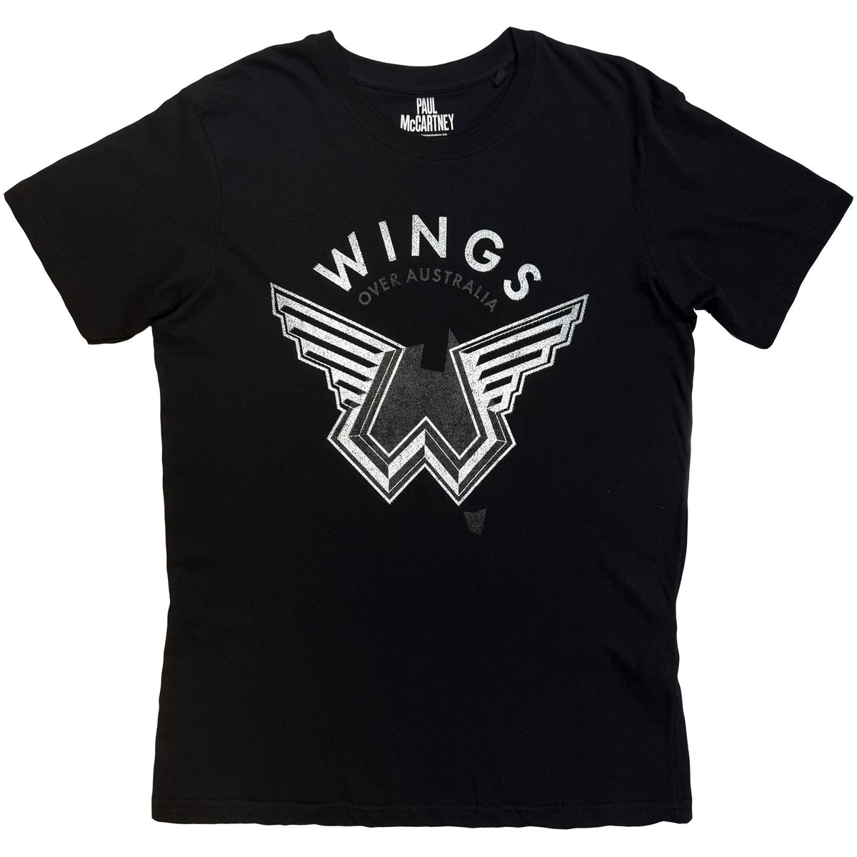 Paul McCartney Unisex T-Shirt : Wings Over Australia (Black) (Back Print)