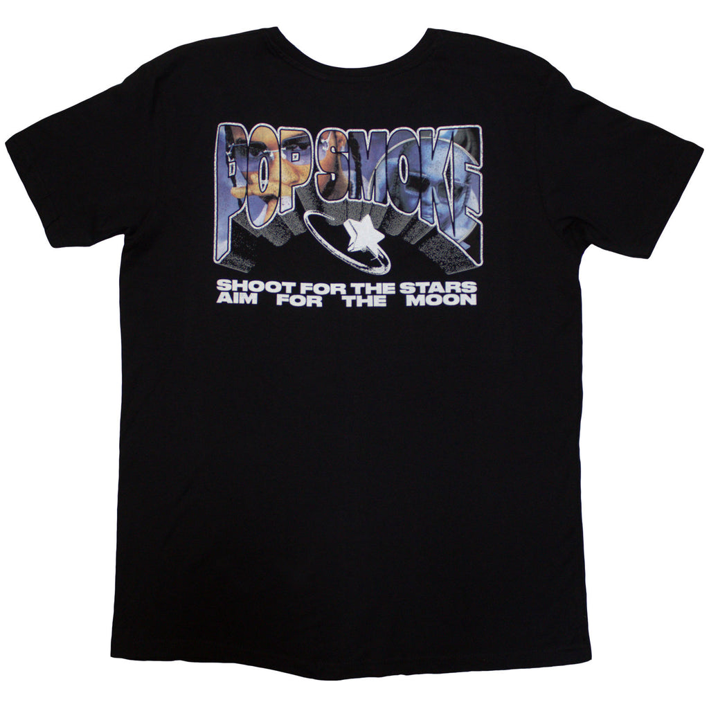 Pop Smoke Unisex T-Shirt: Stars Infill (Black) (Back Print)