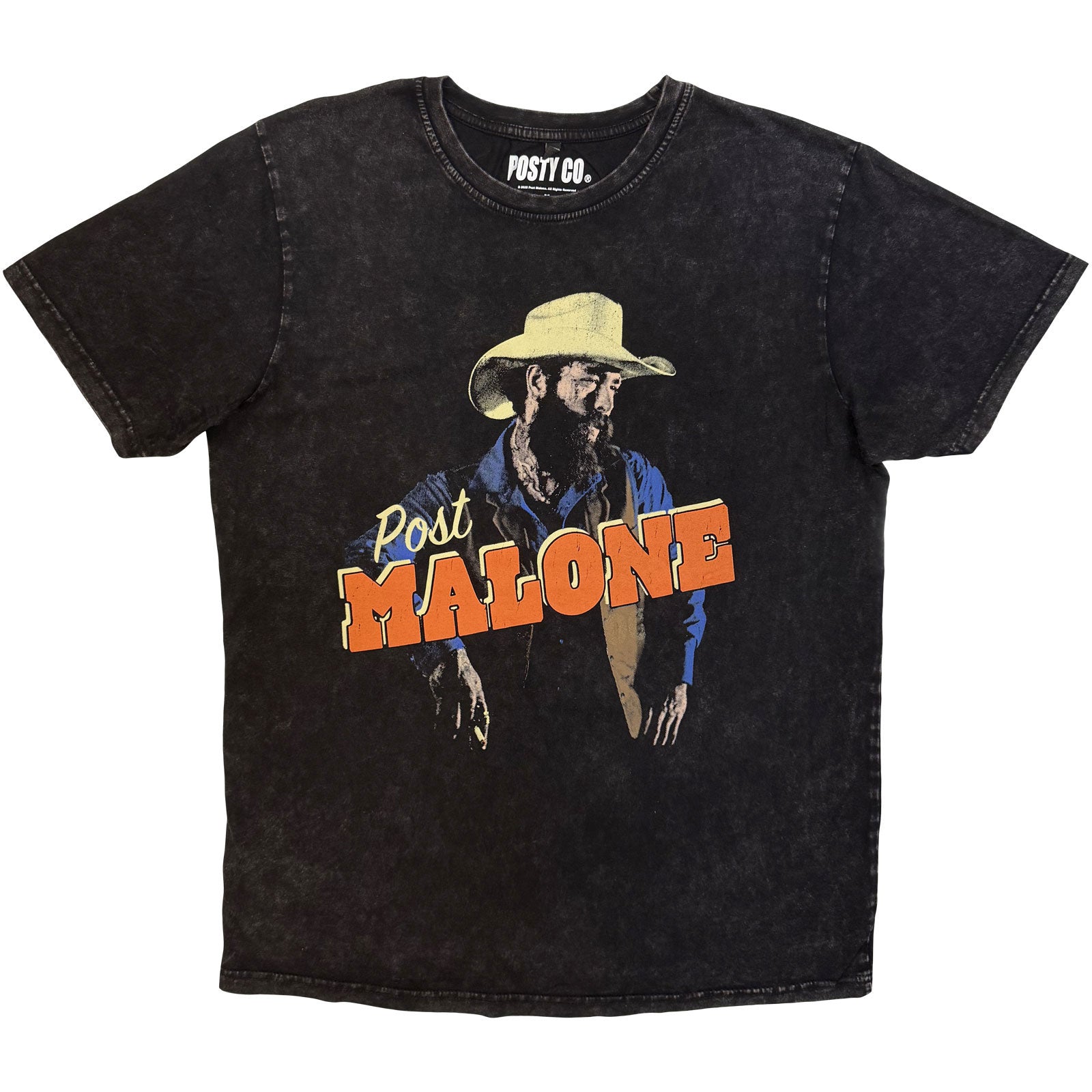 Post Malone Unisex Stone Wash T-Shirt: Cowboy (Black)
