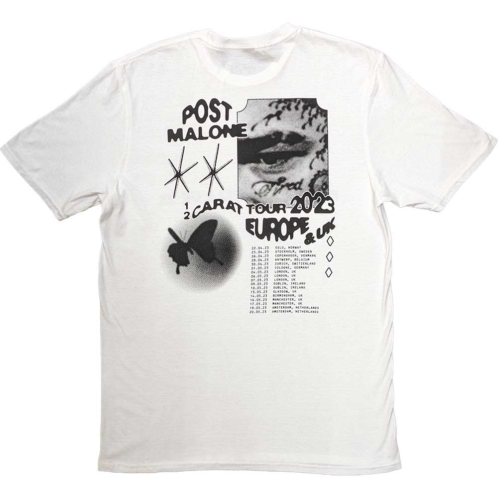 Post Malone Unisex T-Shirt: Collage (White) (Back Print & Ex-Tour)