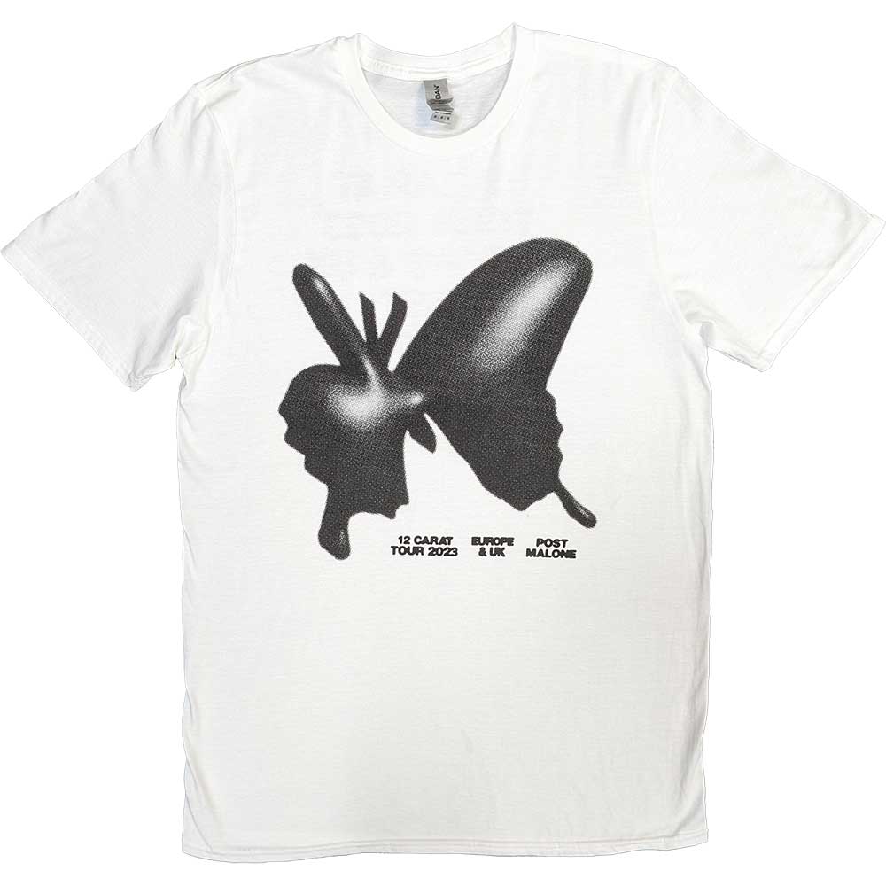 Post Malone Unisex T-Shirt: Inflatable Butterfly 2023 Tour (White) (Back Print & Ex-Tour)