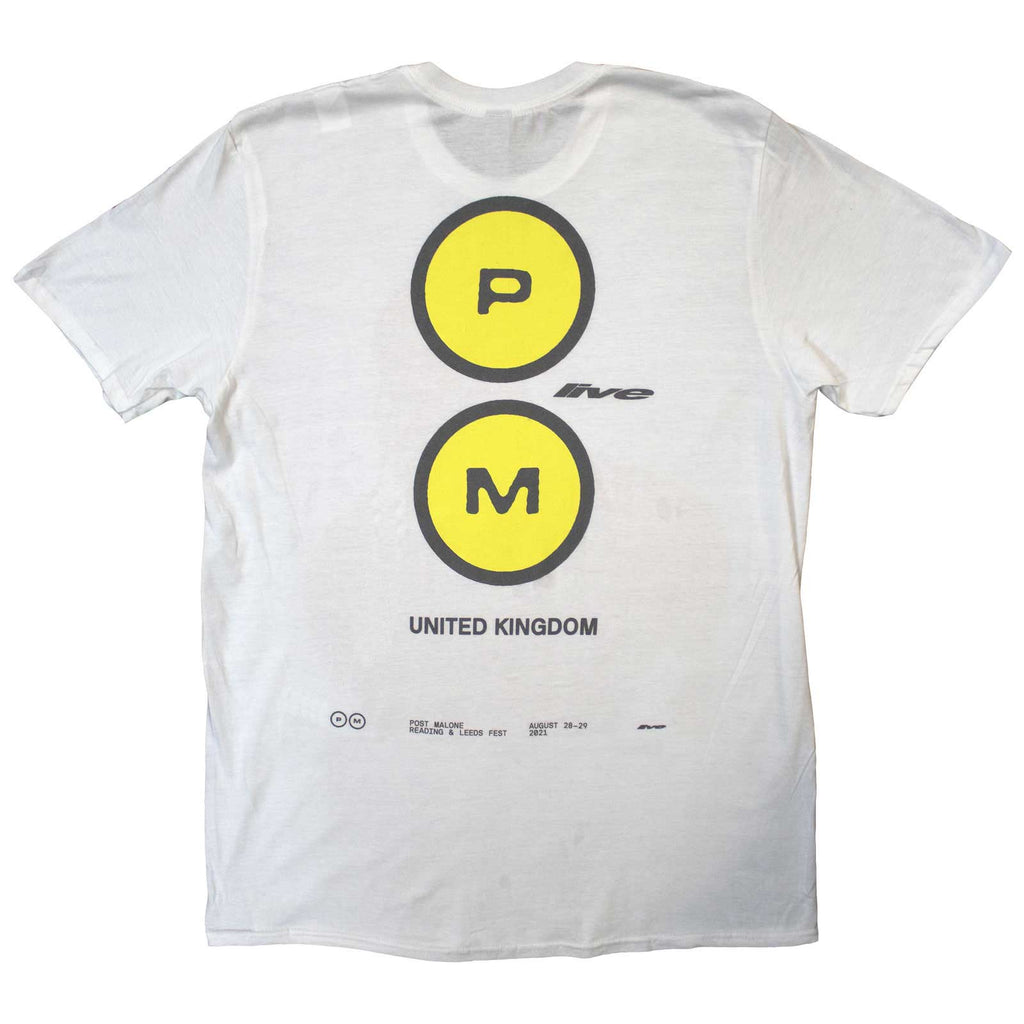 Post Malone Unisex T-Shirt: Red Photo Live (White) (Back Print & Ex-Tour)