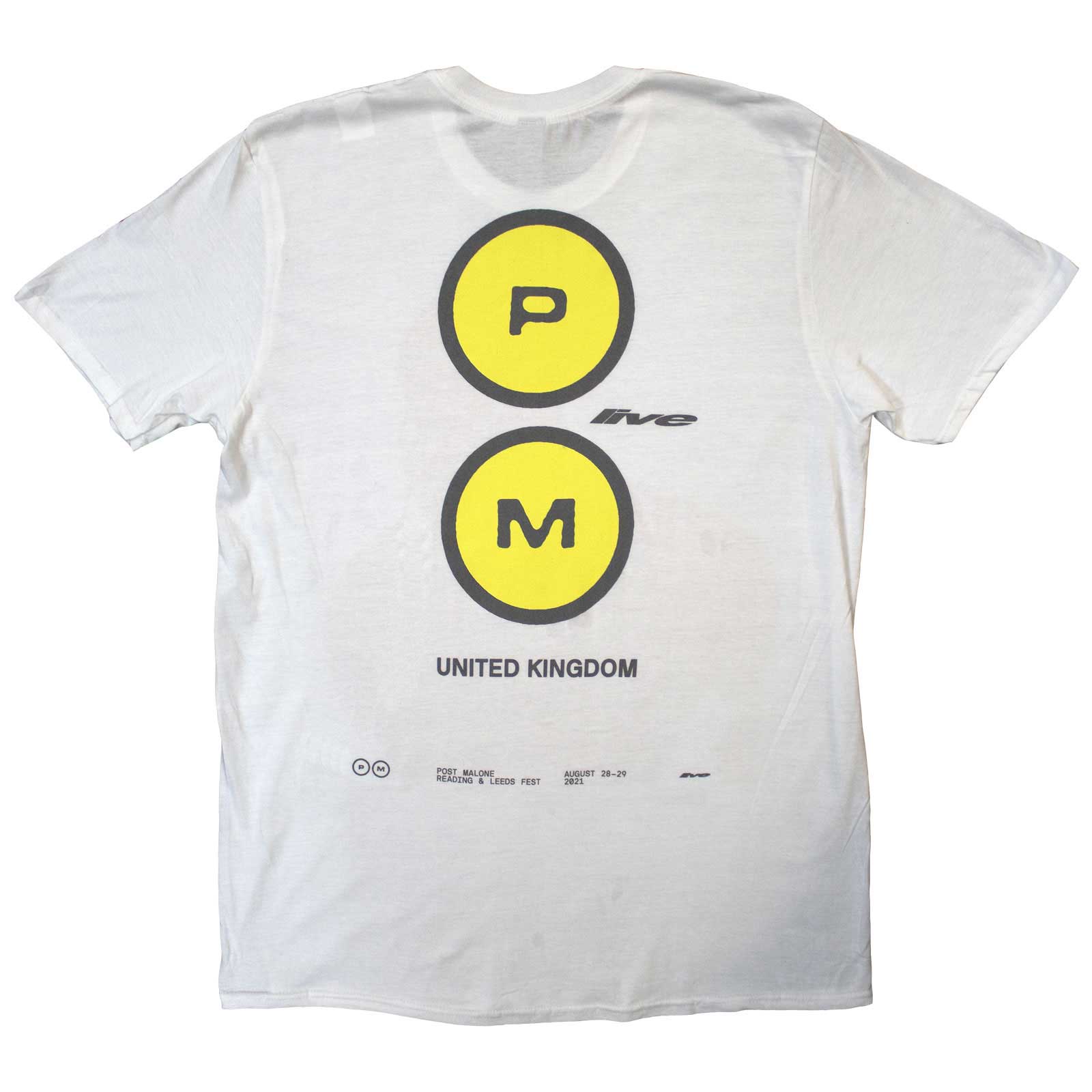 Post Malone Unisex T-Shirt: Red Photo Live (White) (Back Print & Ex-Tour)