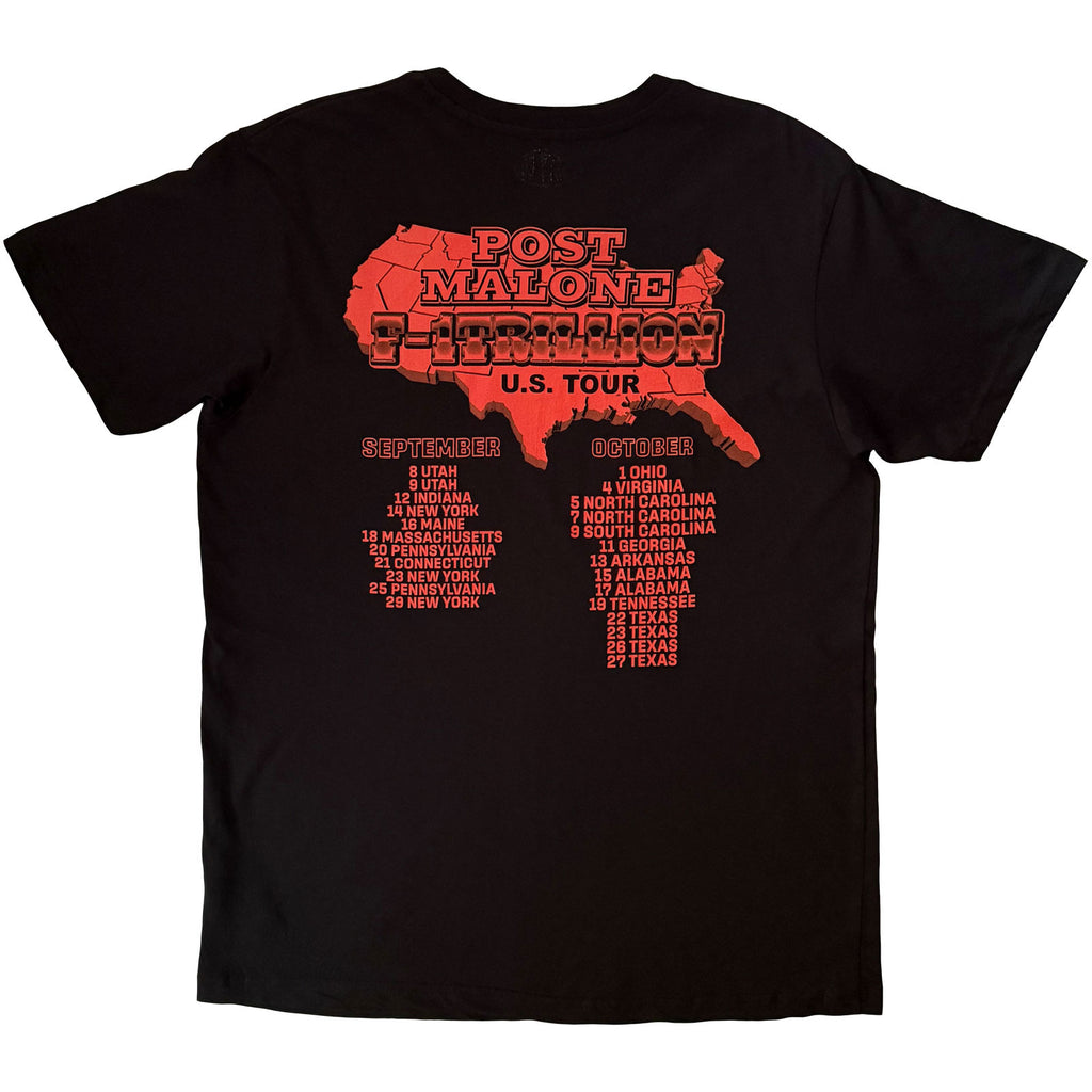 Post Malone Unisex T-Shirt: U.S. Tour (Black) (Back Print)