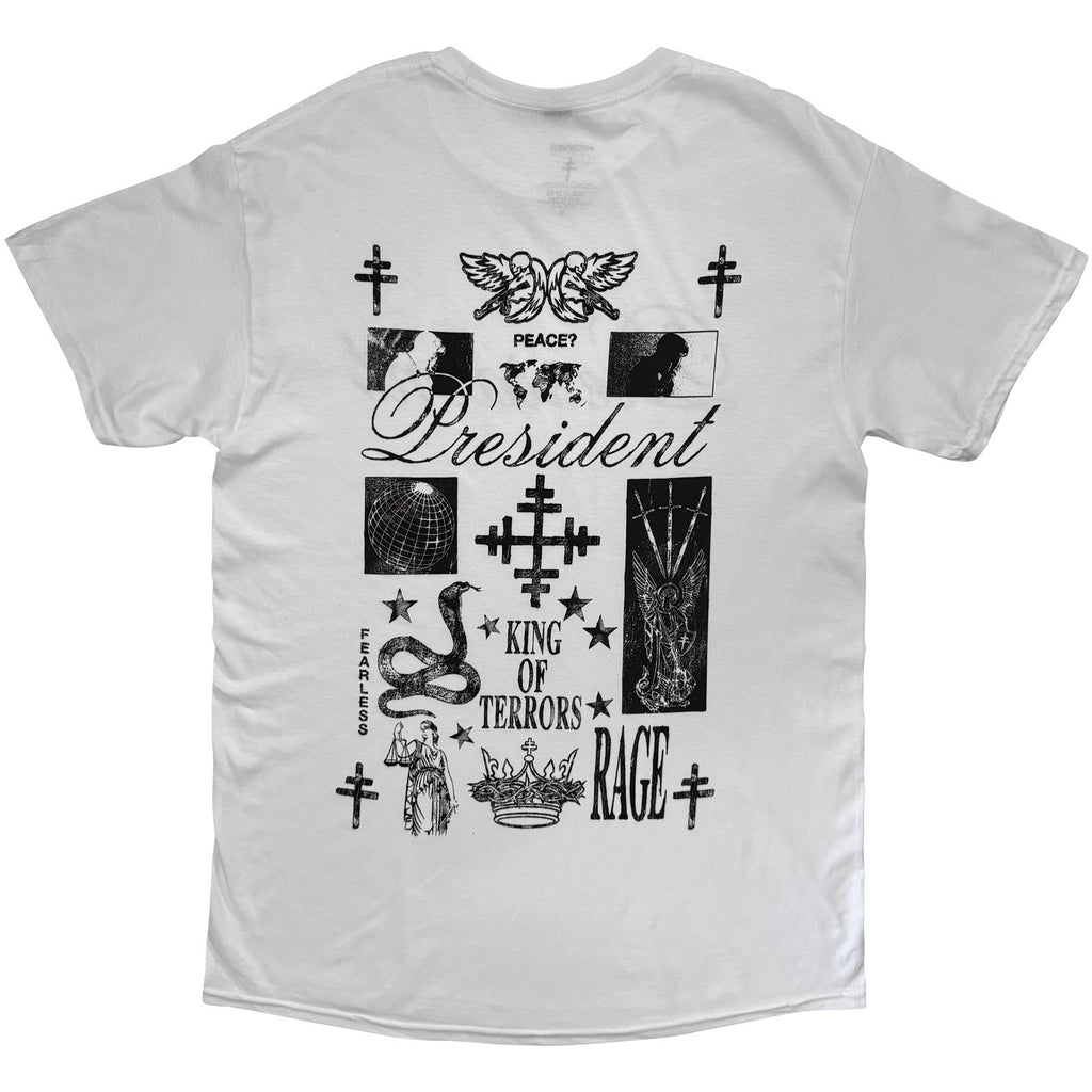 President Unisex T-Shirt: King Of Terrors (White) (Back Print)