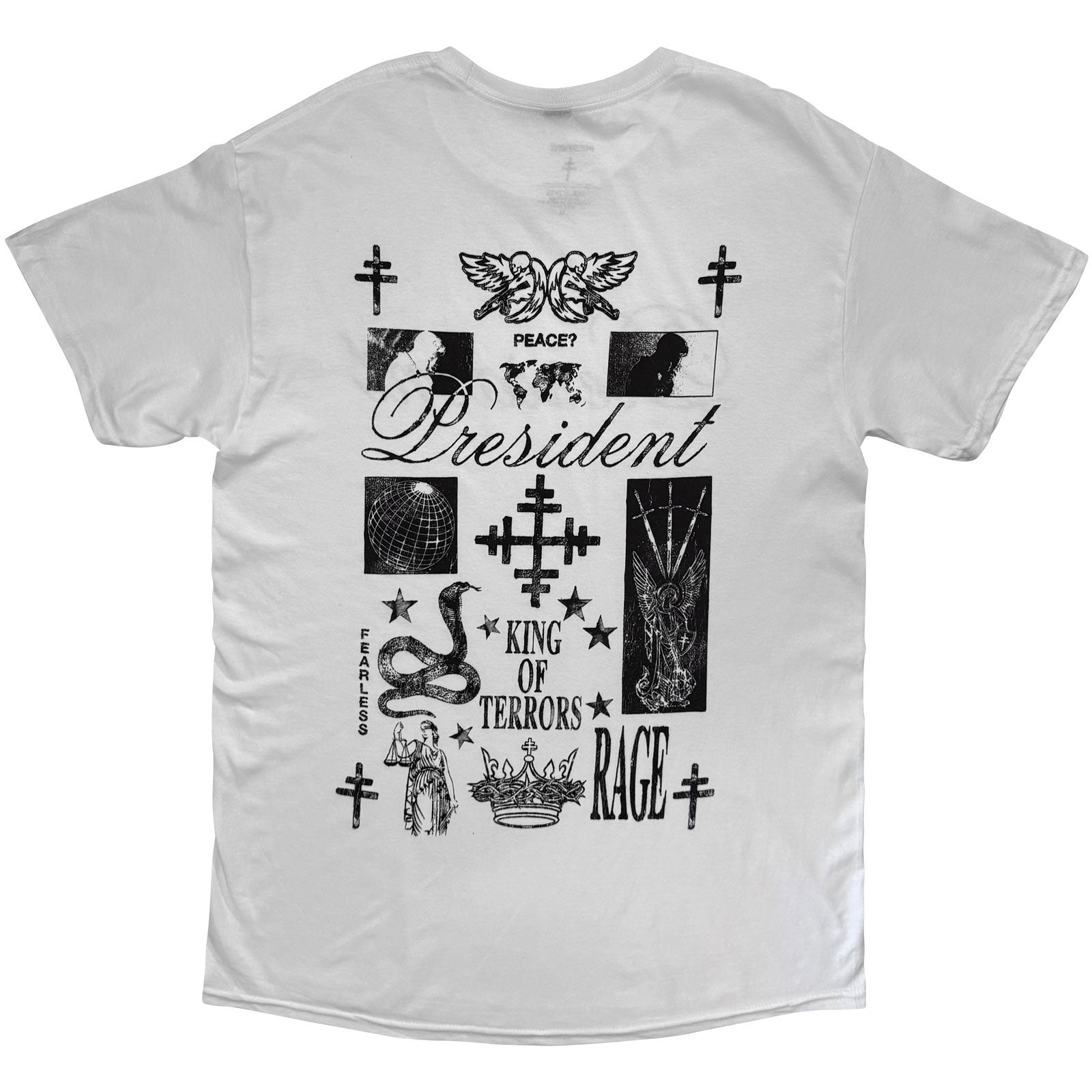 President Unisex T-Shirt: King Of Terrors (White) (Back Print)