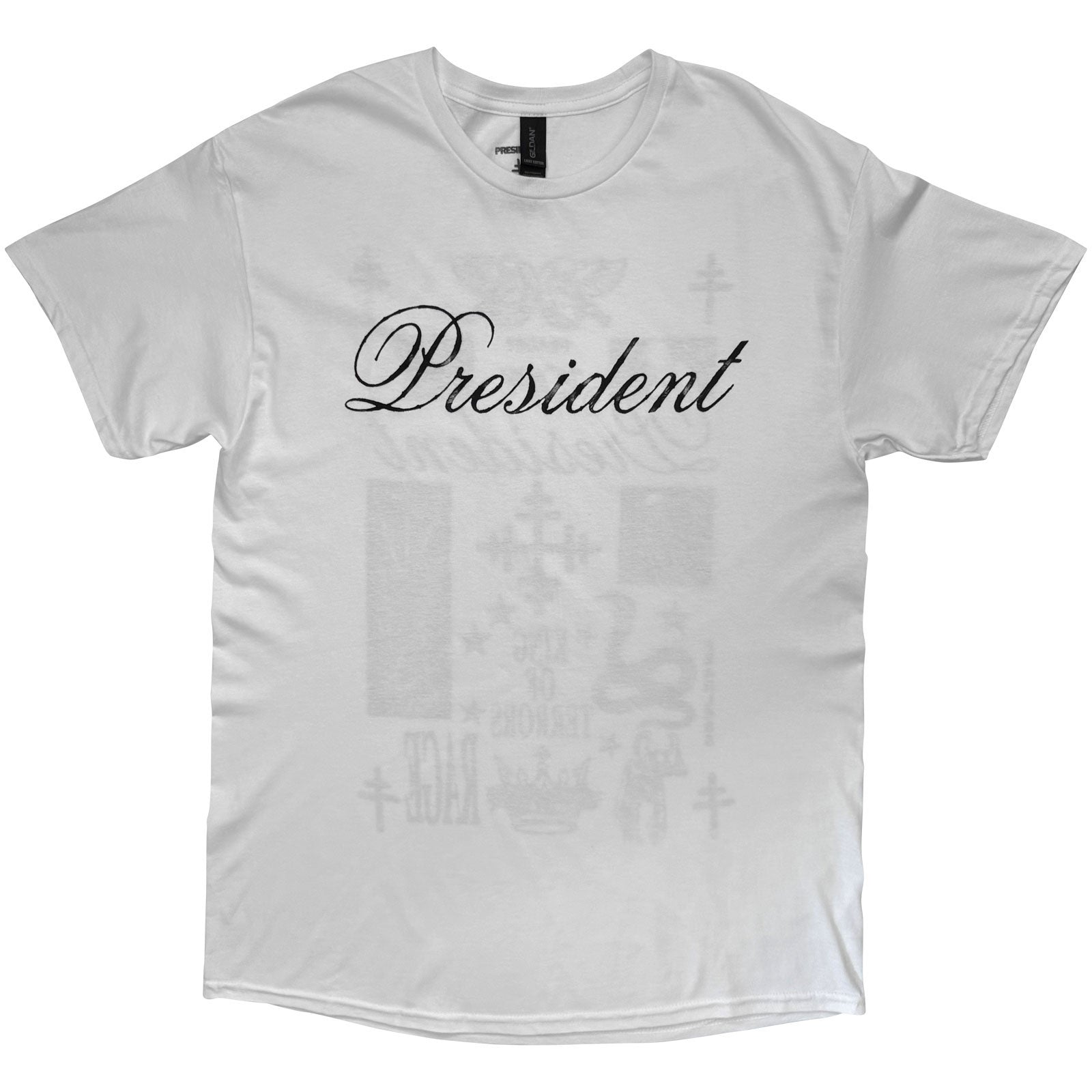 President Unisex T-Shirt: King Of Terrors (White) (Back Print)