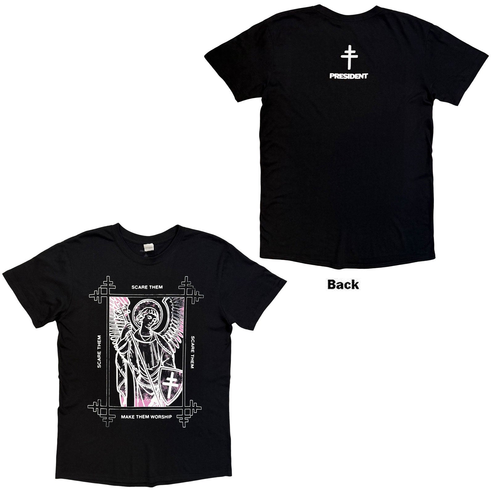 President Unisex T-Shirt: Angel (Black) (Back Print)