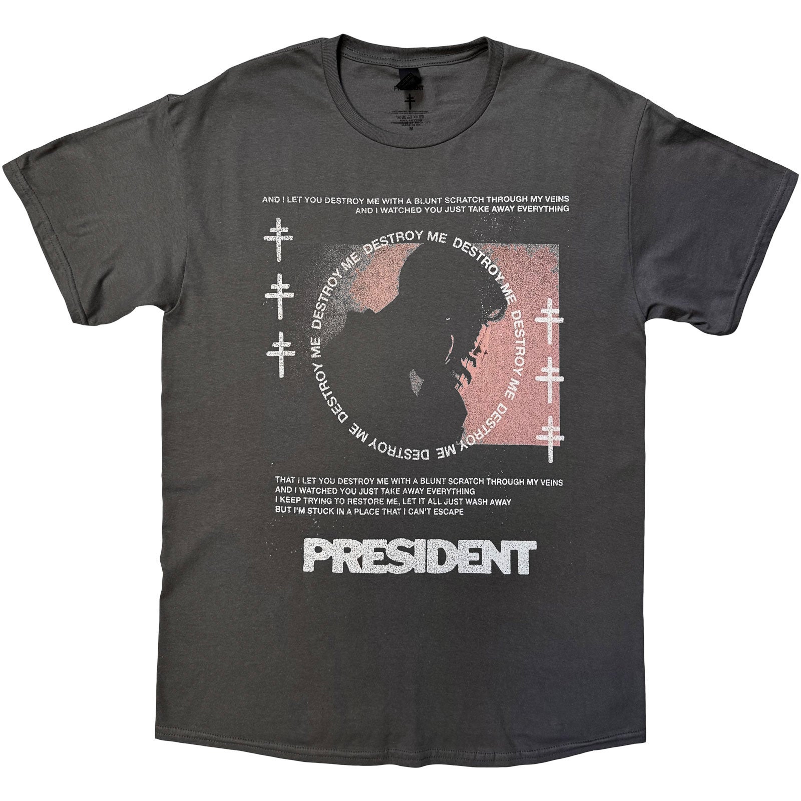 President Unisex T-Shirt: Destroy Me (Charcoal Grey)