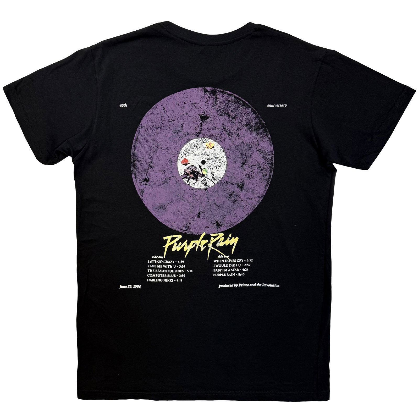 Prince Unisex Premium Carbon T-Shirt: Purple Rain 40th Anniversary (Black) (Back Print)
