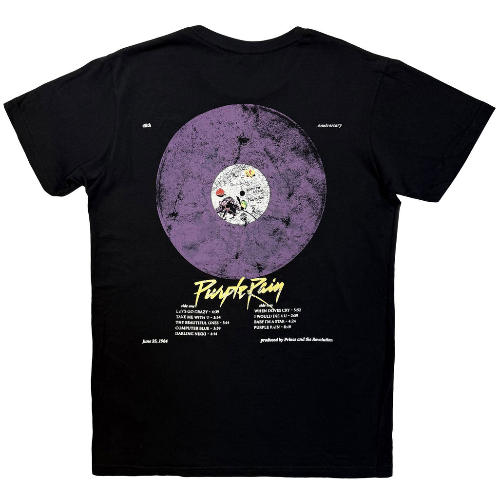 Prince Unisex Premium Carbon T-Shirt: Purple Rain 40th Anniversary (Black) (Back Print)