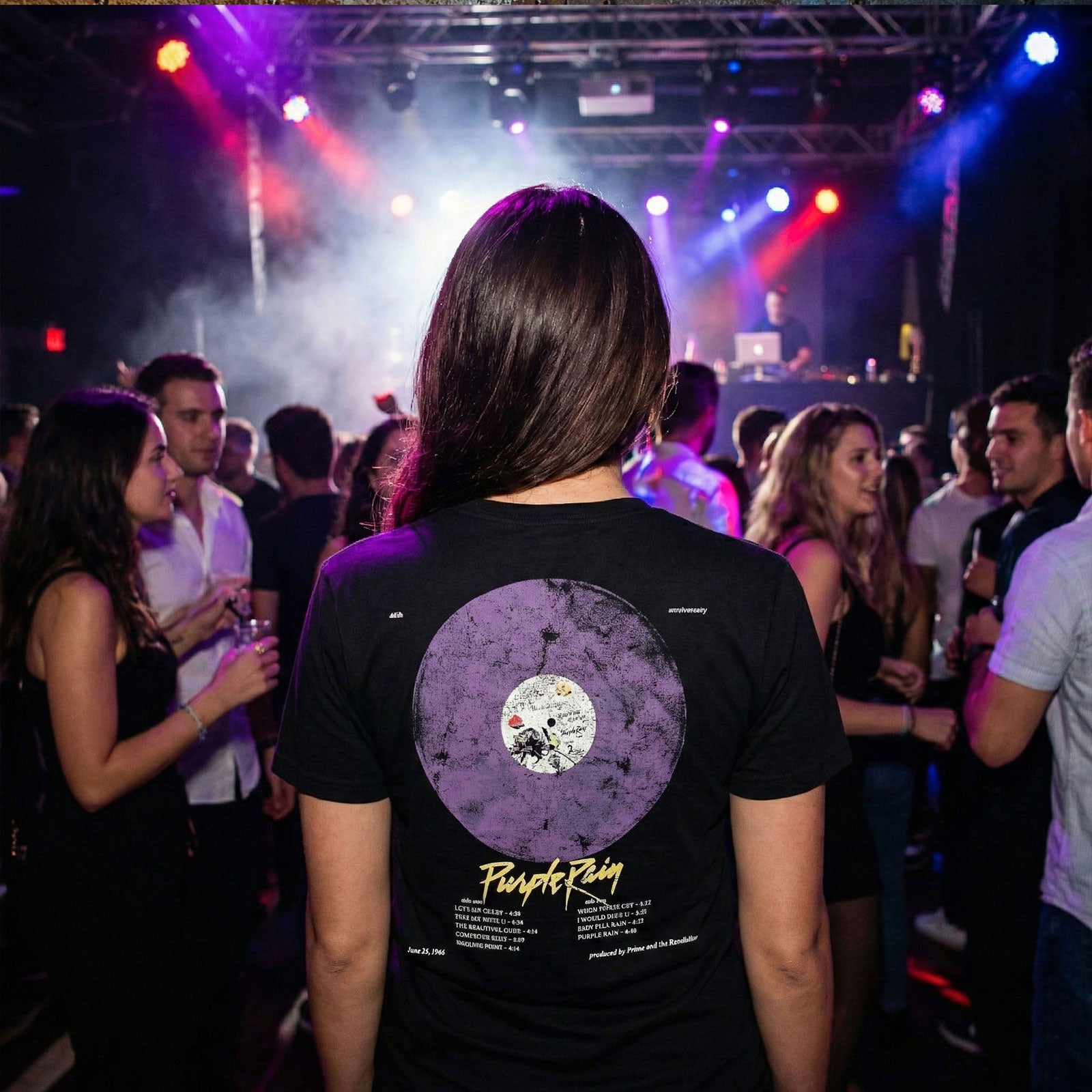 Prince Unisex Premium Carbon T-Shirt: Purple Rain 40th Anniversary (Black) (Back Print)