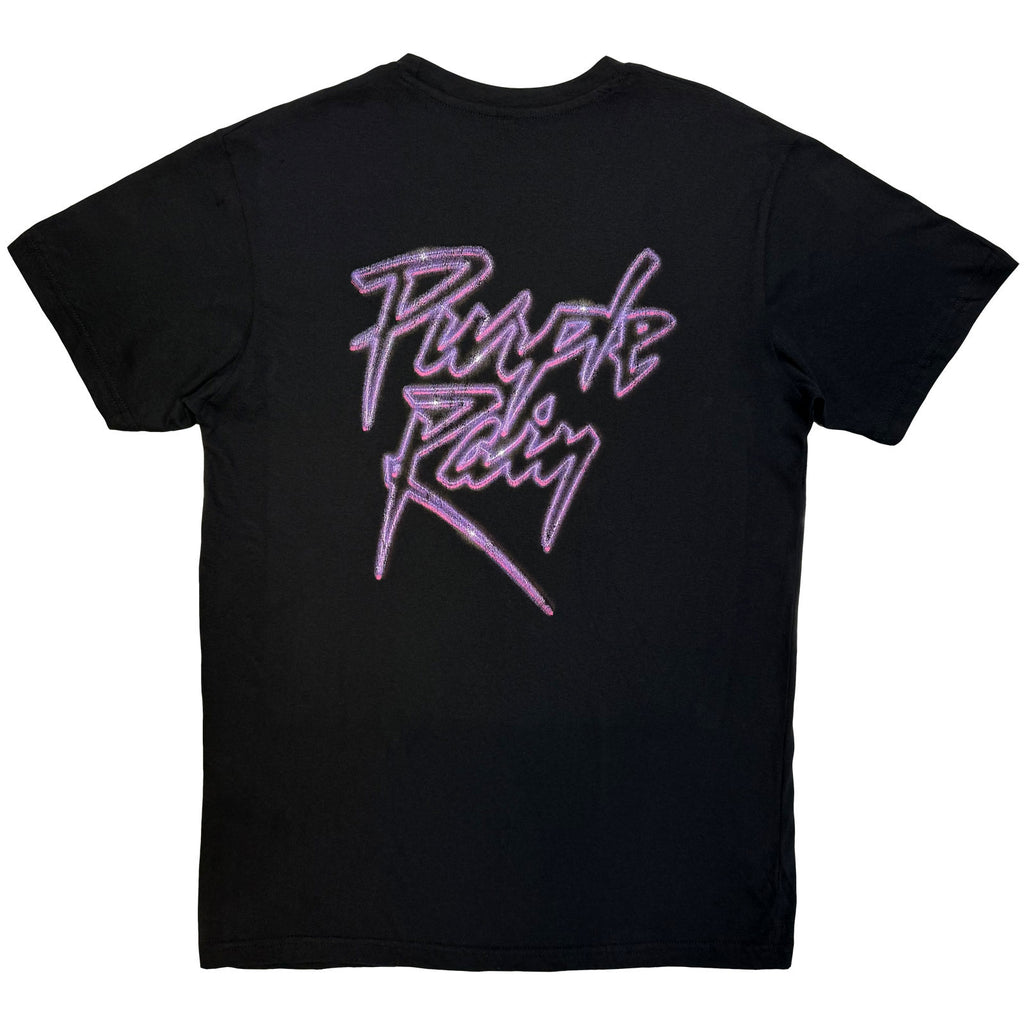 Prince Unisex Premium Carbon T-Shirt: Purple Rain Logo Outline (Black) (Back Print)