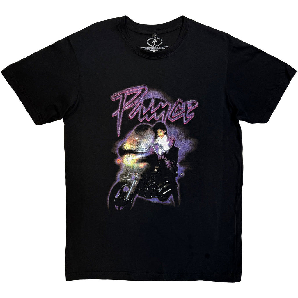 Prince Unisex Premium Carbon T-Shirt: Purple Rain Logo Outline (Black) (Back Print)