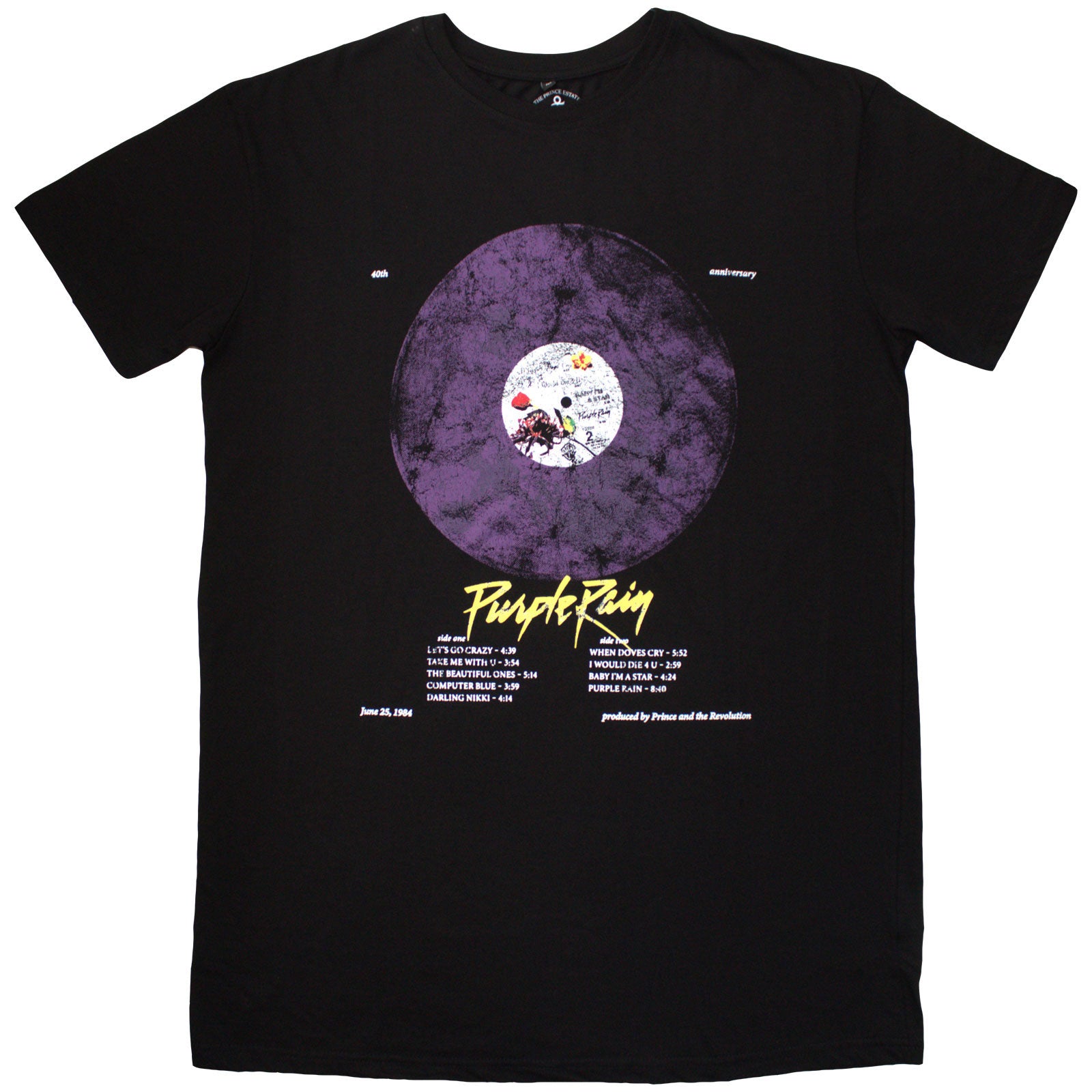 Prince Ladies T-Shirt Dress: Purple Rain Disc (Black)