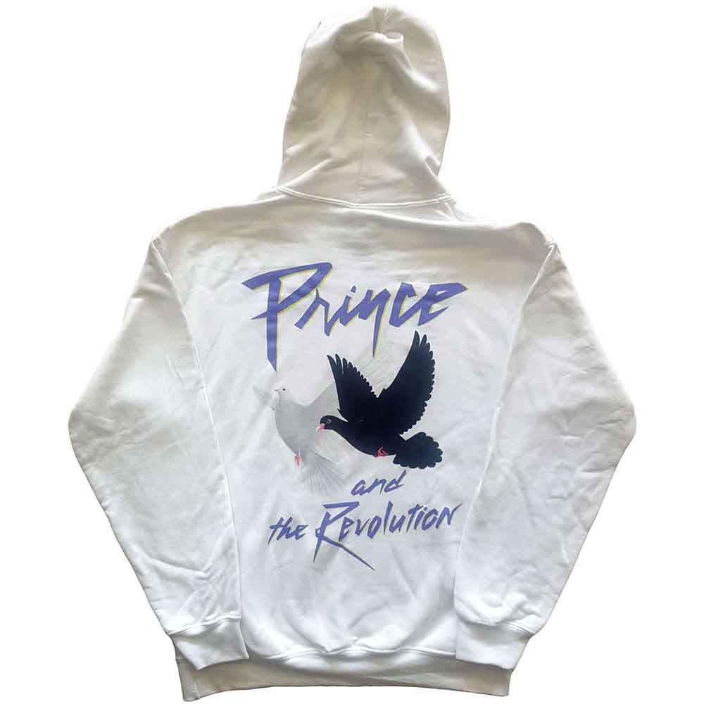 Prince Unisex Pullover Hoodie: Faces & Doves (White) (Back Print)