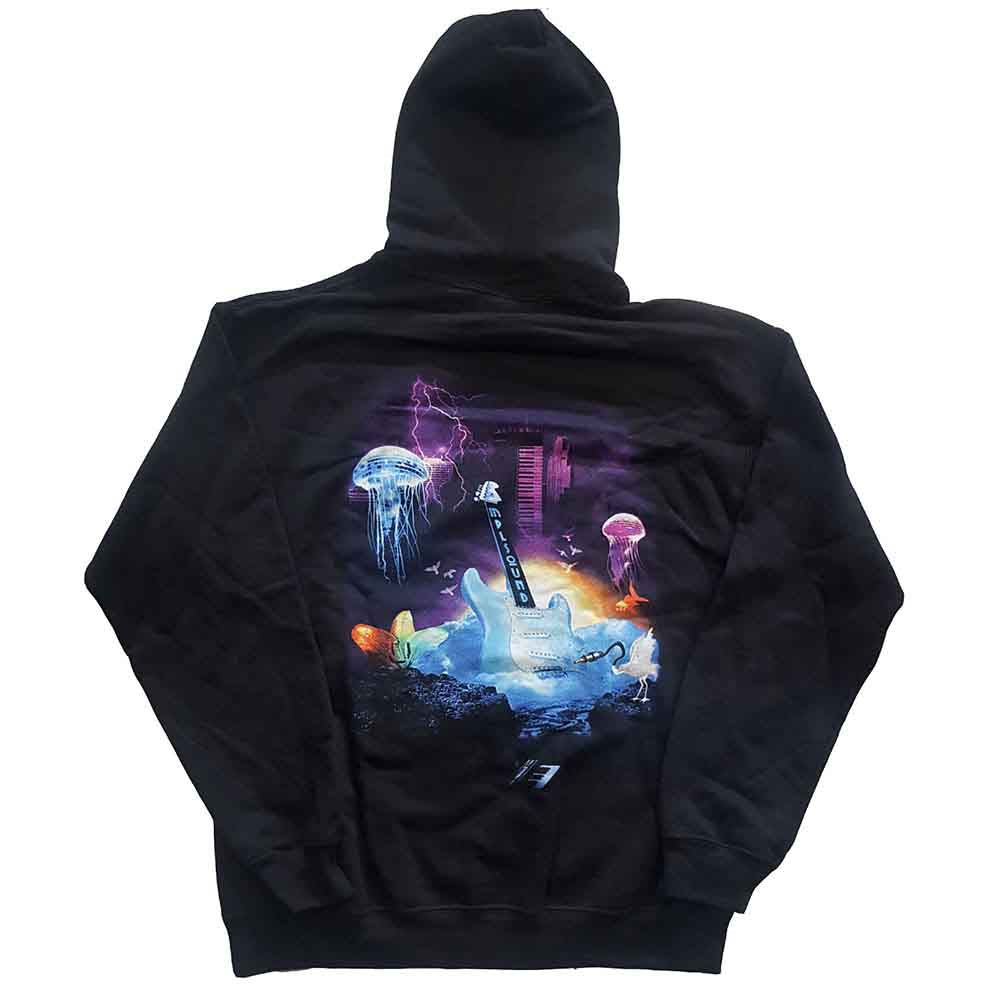 Prince Unisex Pullover Hoodie: Lotus Flower (Black) (Back Print)