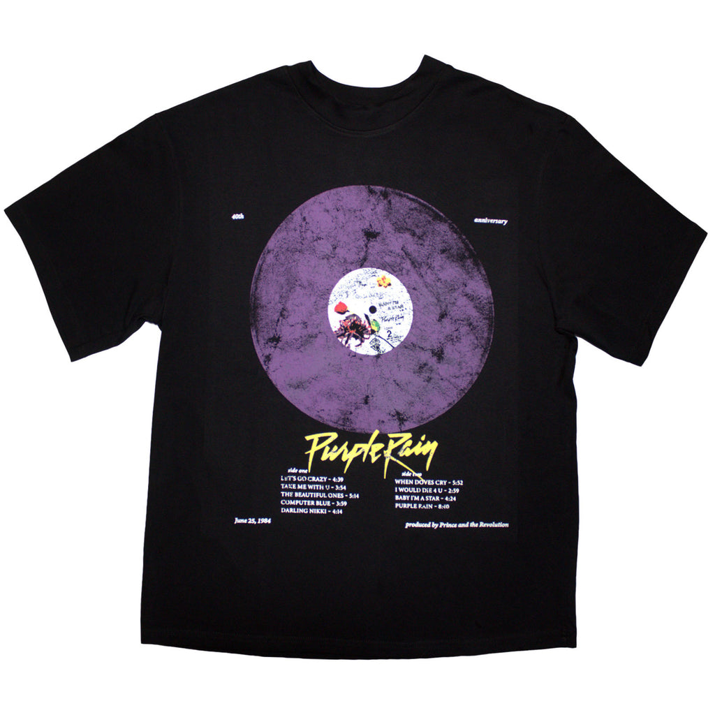Prince Unisex Oversized Boxy T-Shirt: Purple Rain Disc (Black)