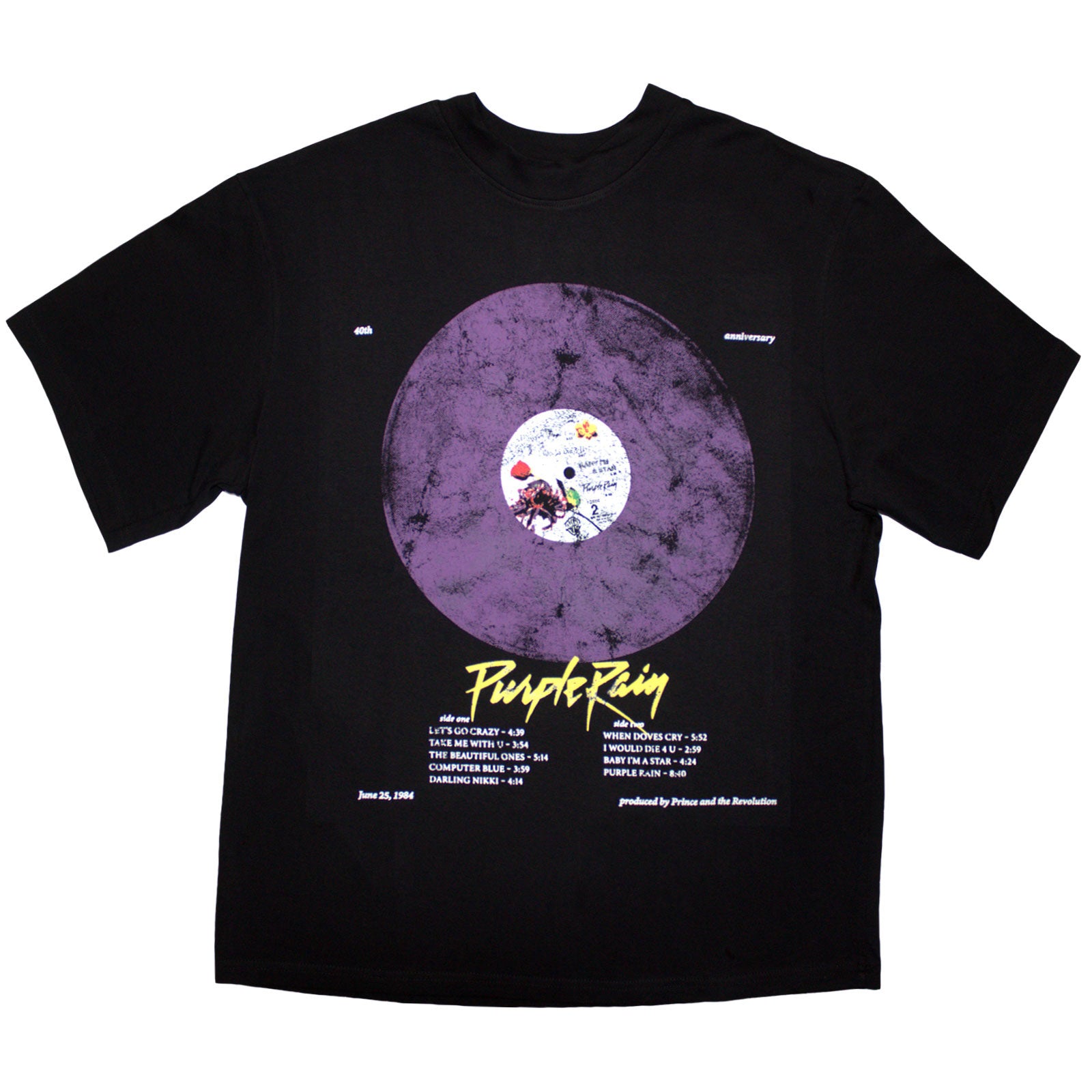 Prince Unisex Oversized Boxy T-Shirt: Purple Rain Disc (Black)