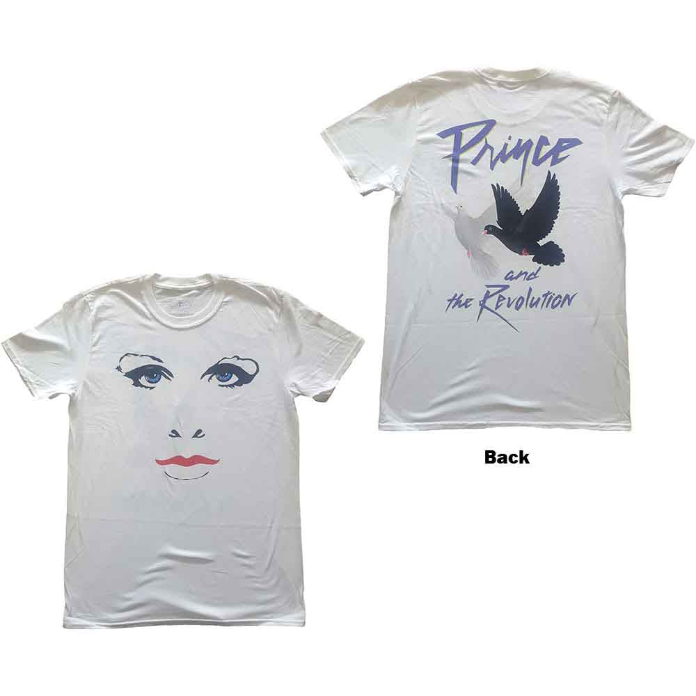 Prince Unisex T-Shirt: Faces & Doves (White) (Back Print)