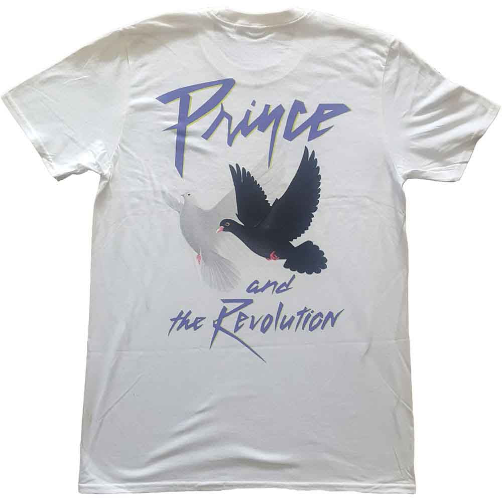 Prince Unisex T-Shirt: Faces & Doves (White) (Back Print)