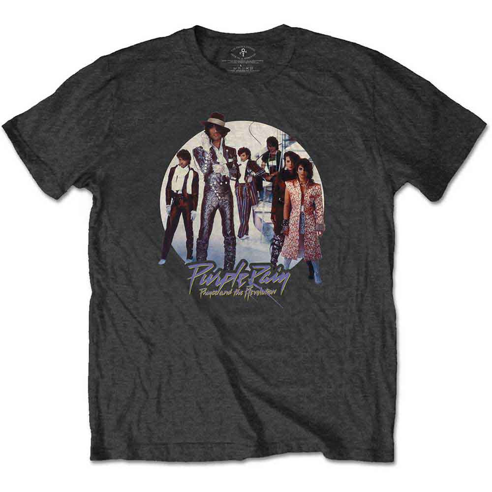 Prince Unisex T-Shirt: Purple Rain Circle (Charcoal Grey)