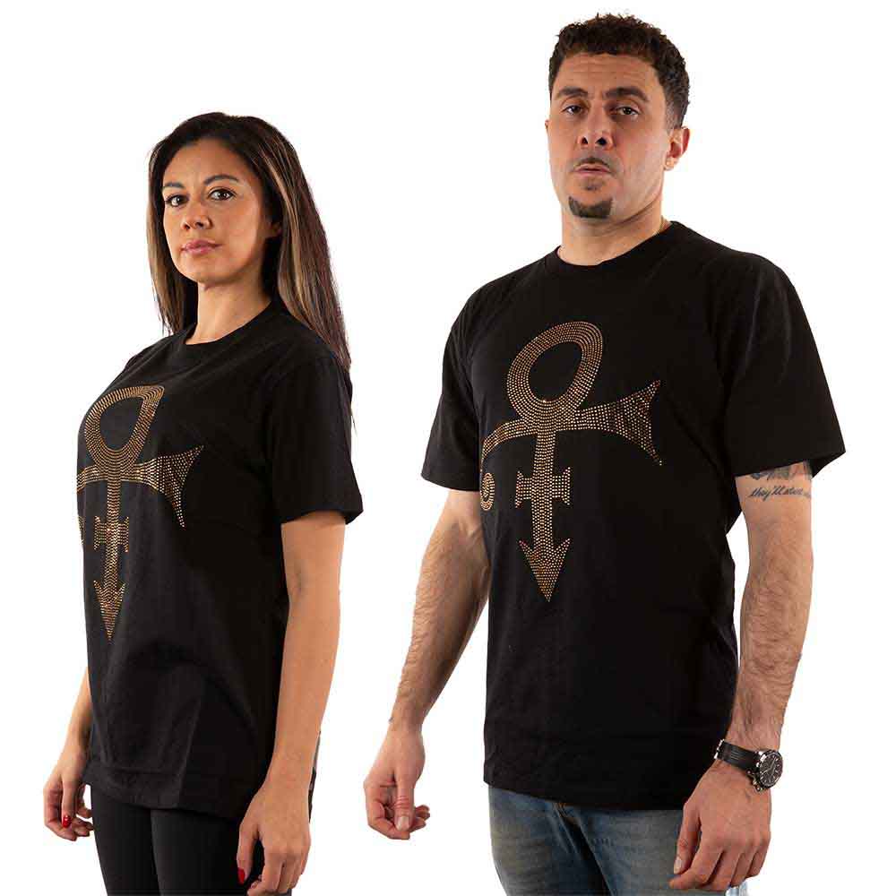 Prince Unisex T-Shirt: Gold Symbol (Black) (Embellished)