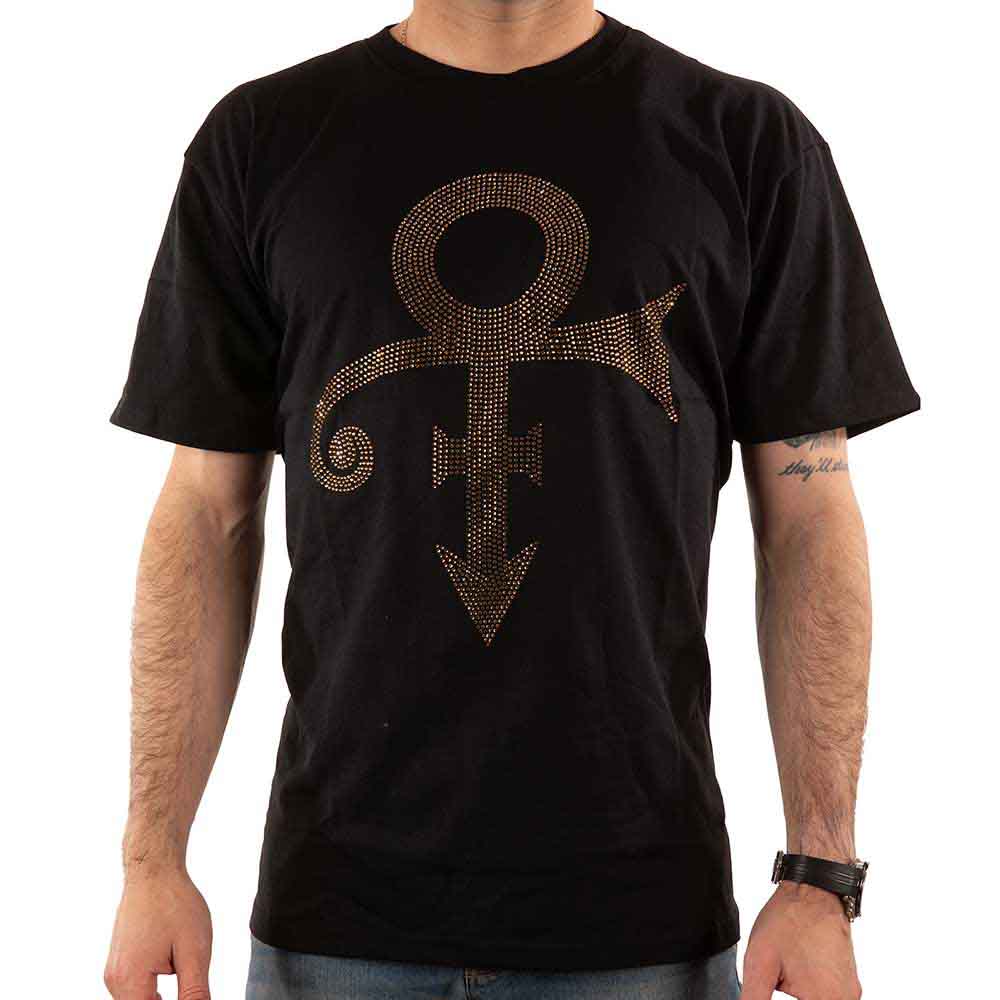 Prince Unisex T-Shirt: Gold Symbol (Black) (Embellished)