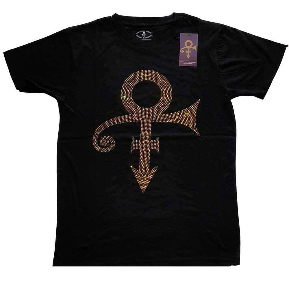Prince Unisex T-Shirt: Gold Symbol (Black) (Embellished)