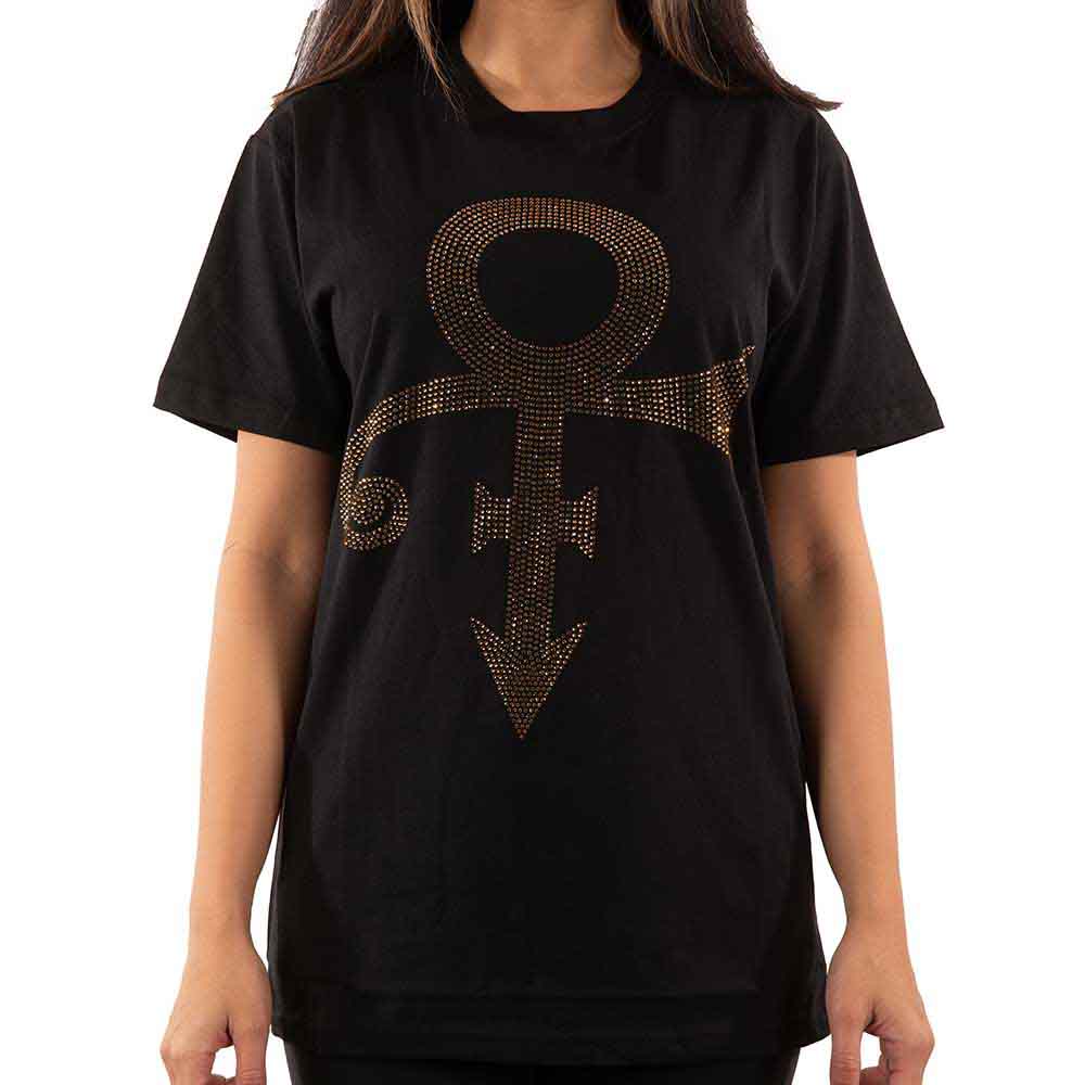 Prince Unisex T-Shirt: Gold Symbol (Black) (Embellished)
