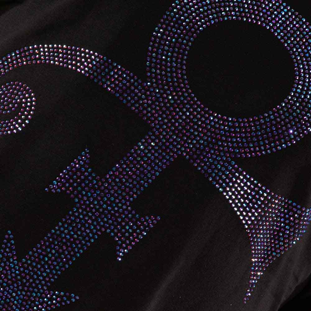 Prince Ladies T-Shirt: Purple Symbol (Black) (Embellished)