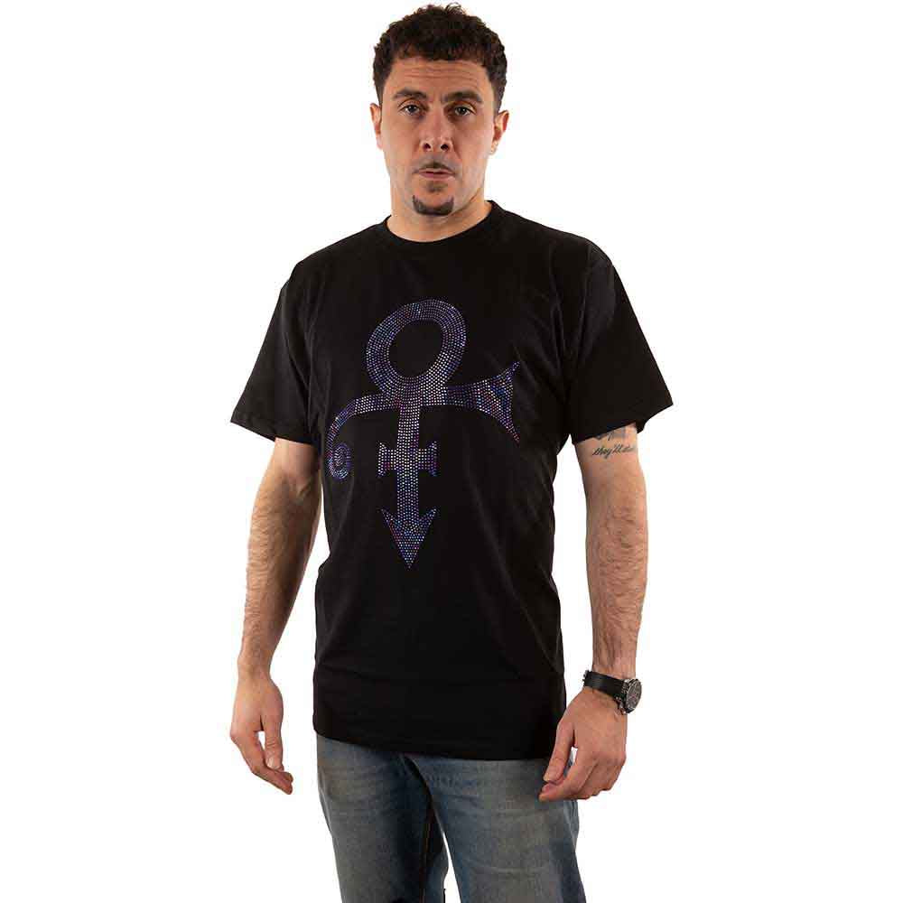 Prince Unisex T-Shirt: Purple Symbol (Black) (Embellished)