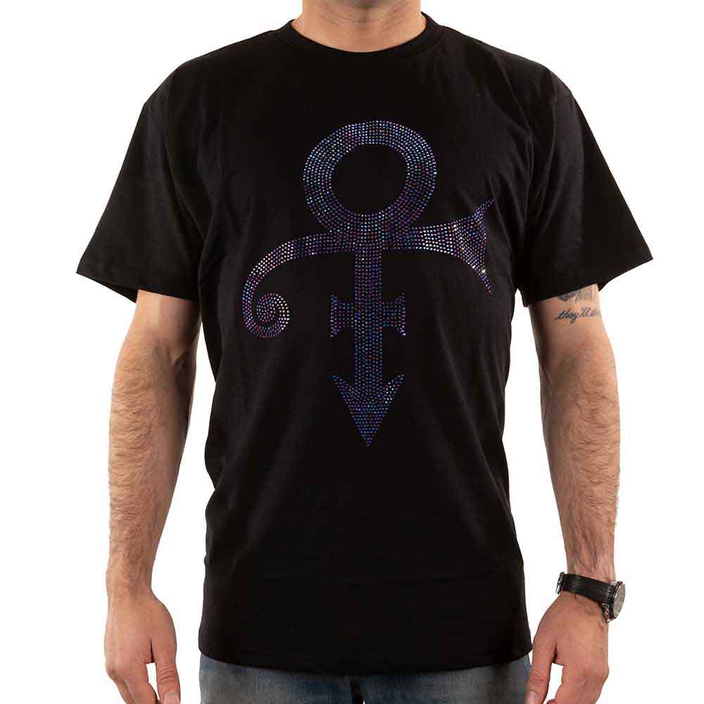 Prince Unisex T-Shirt: Purple Symbol (Black) (Embellished)