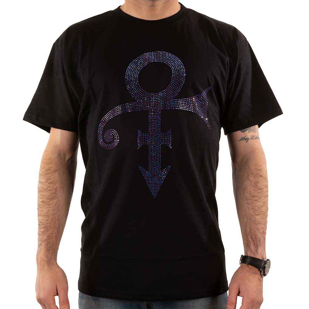 Prince Unisex T-Shirt: Purple Symbol (Black) (Embellished)