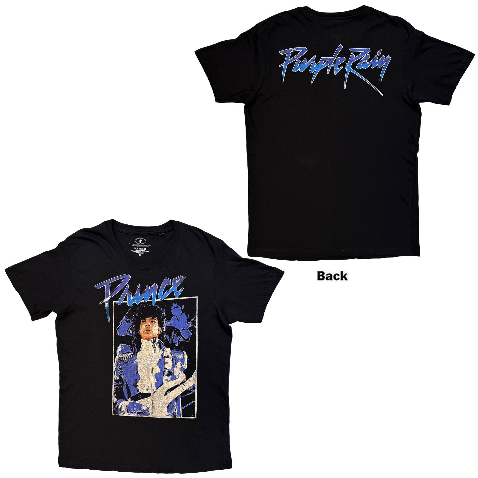 Prince Unisex T-Shirt: Purple Rain Box (Black) (Back Print)