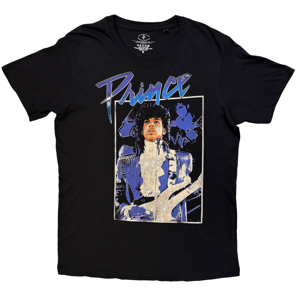 Prince Unisex T-Shirt: Purple Rain Box (Black) (Back Print)