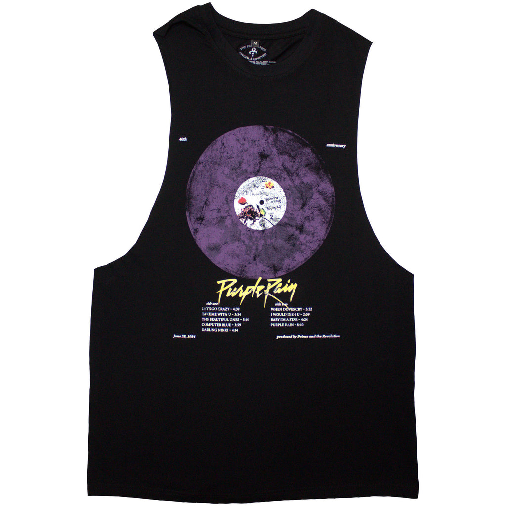Prince Unisex Vest T-Shirt: Purple Rain Disc (Black)