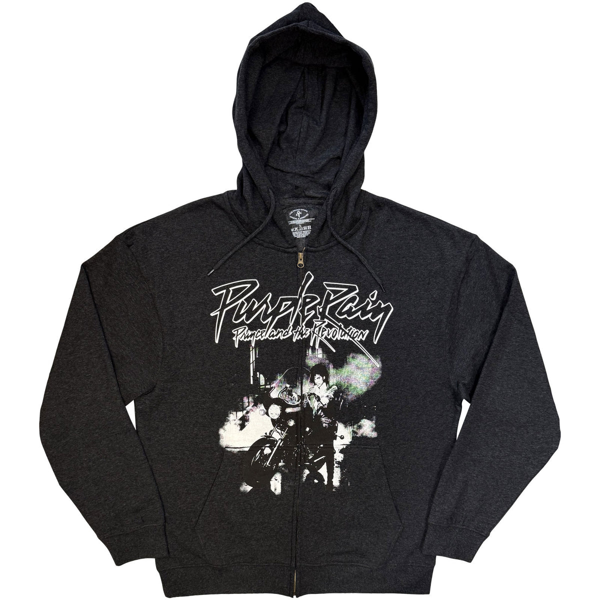 Prince Unisex Zipped Hoodie: Purple Rain Mono (Charcoal Grey)