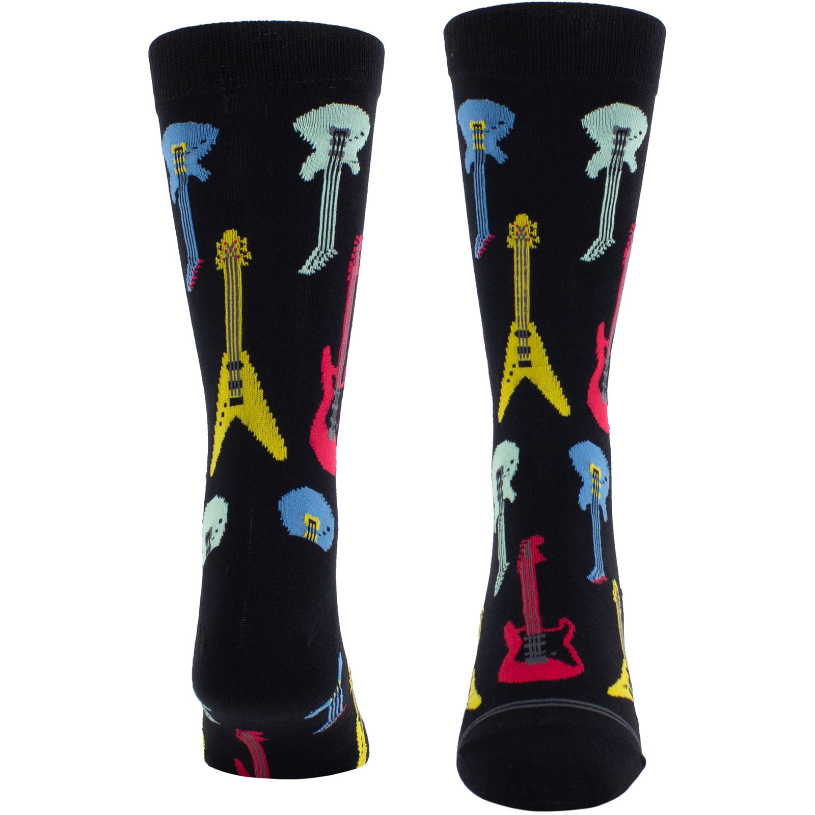 Perri's Unisex Crew Socks: Electric Guitars (Black)  (UK Size 6.5 - 11)