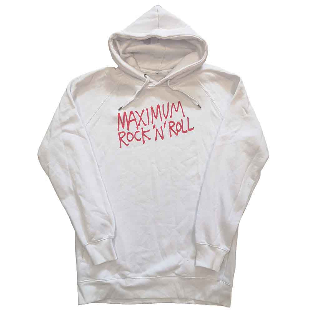 Primal Scream Unisex Pullover Hoodie: Maximum RnR (White) (Back Print & Ex-Tour)