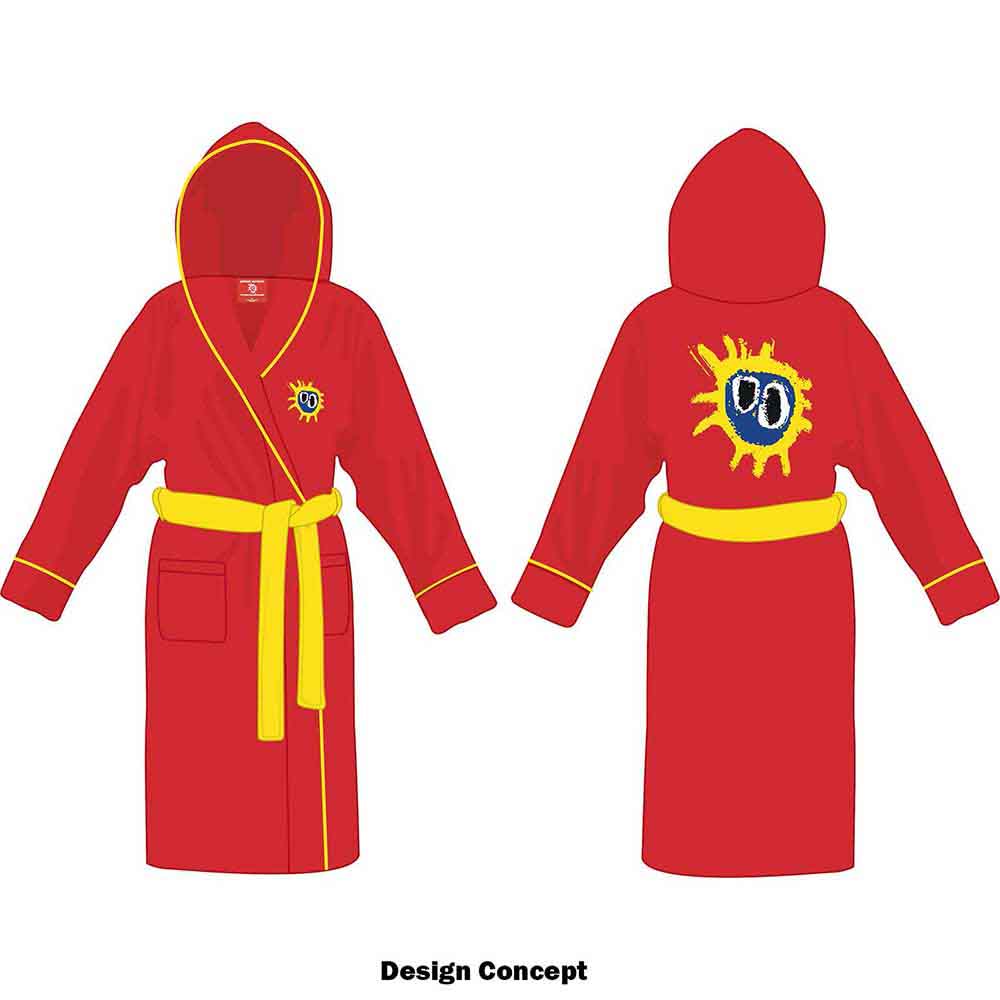 Primal Scream Unisex Bathrobe: Screamadelica (Red & Yellow) (Back Print)