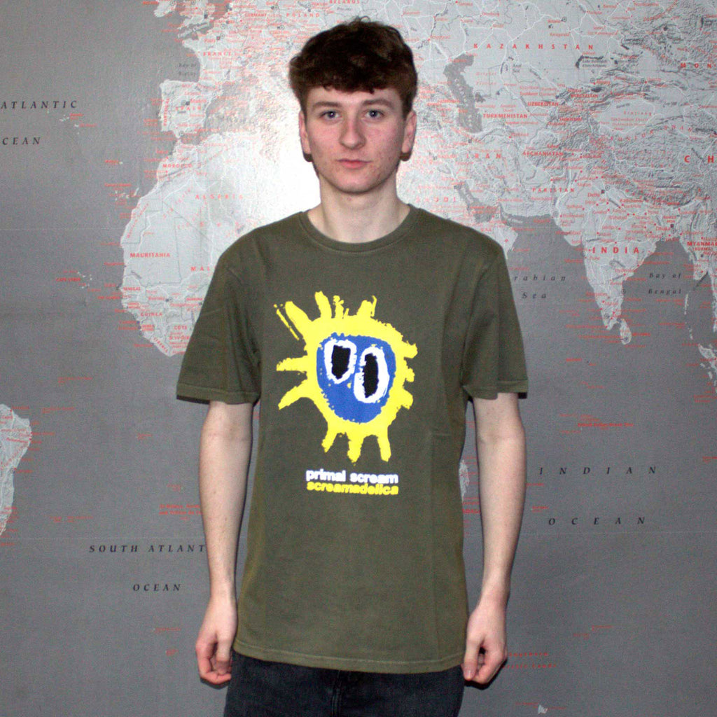 Primal Scream Unisex Stone Wash T-Shirt: Screamadelica (Green)