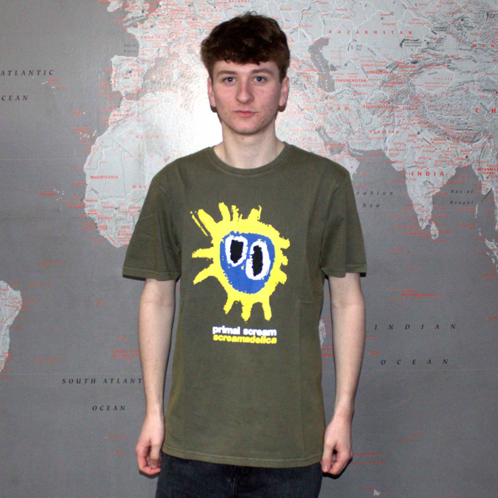 Primal Scream Unisex Stone Wash T-Shirt: Screamadelica (Green)