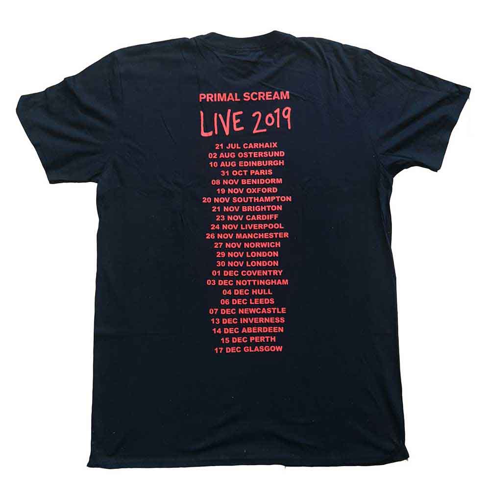 Primal Scream Unisex T-Shirt: Maximum RnR (Black) (Back Print & Ex-Tour)