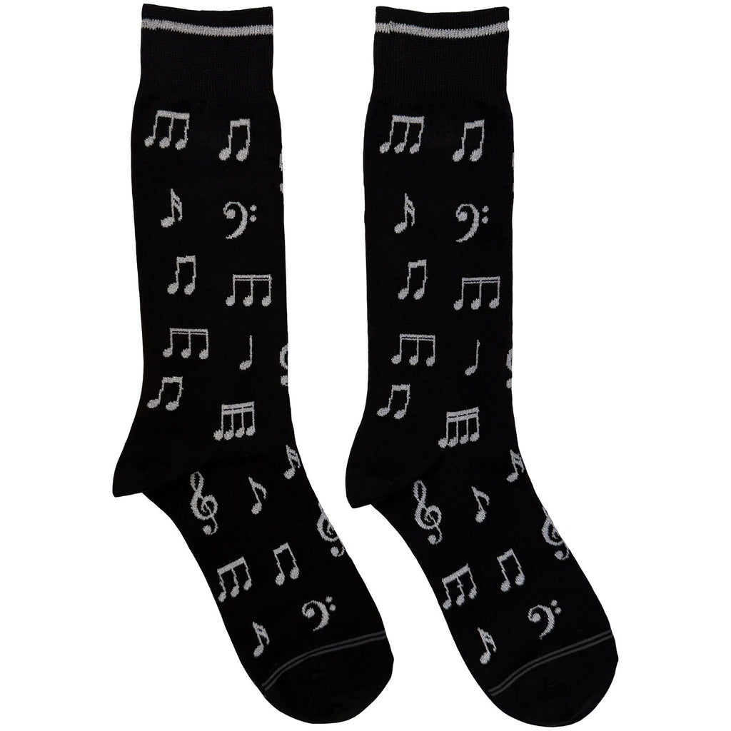 Perri's Unisex Crew Socks: Musical Notes (Black)  (UK Size 6.5 - 11)