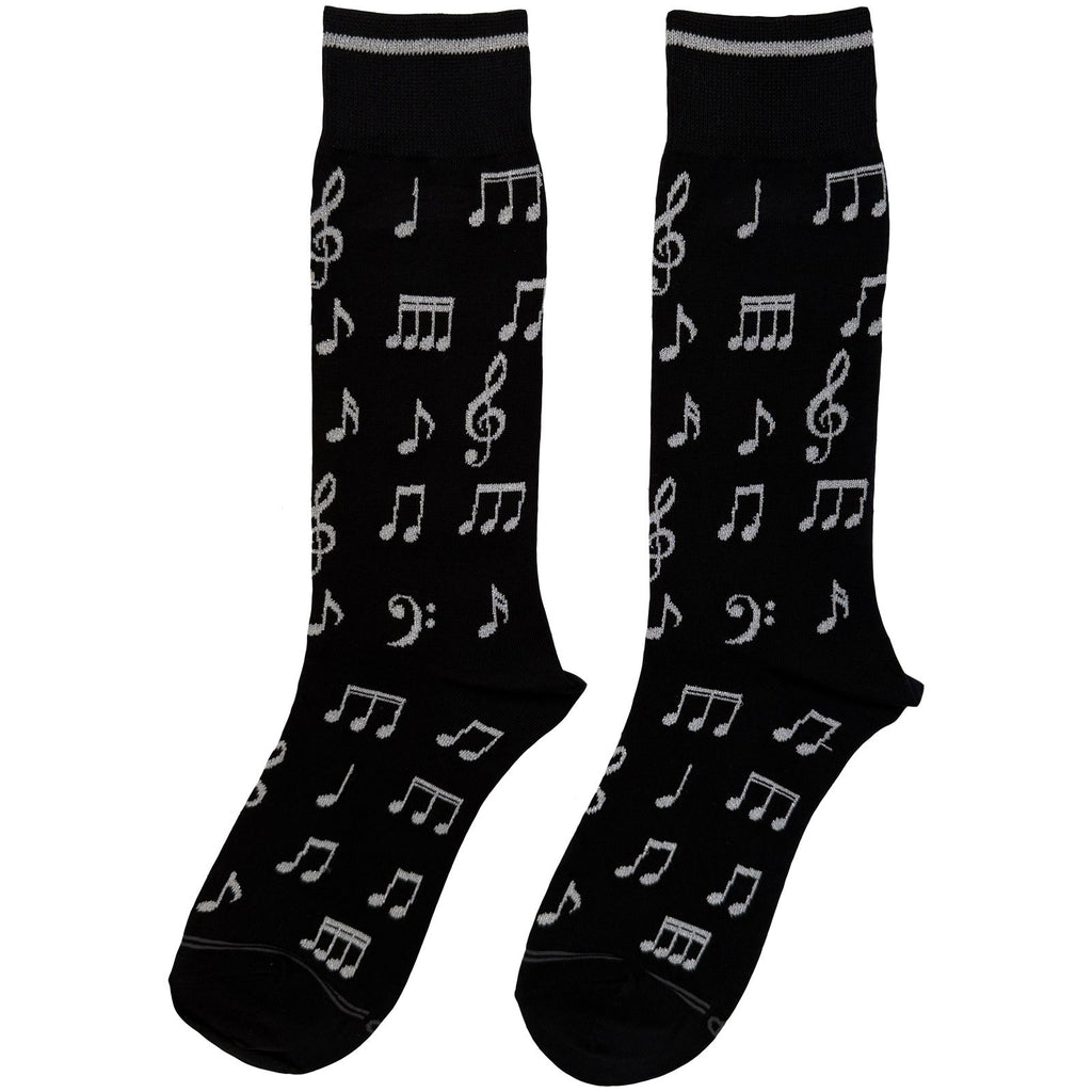 Perri's Unisex Crew Socks: Musical Notes (Black)  (UK Size 6.5 - 11)